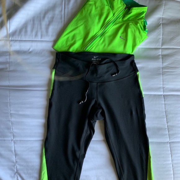 Nike Tops - Nike Dri Fit S Capris! Black/Neon Green Worn ONCE